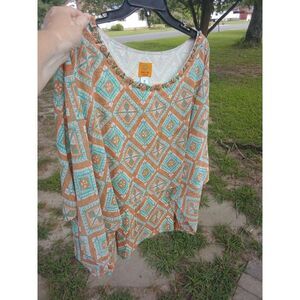 2X Sleeveless Top w Attachen 3/4 Sheer Poncho Ruby Rd Metal Beaded Neckline